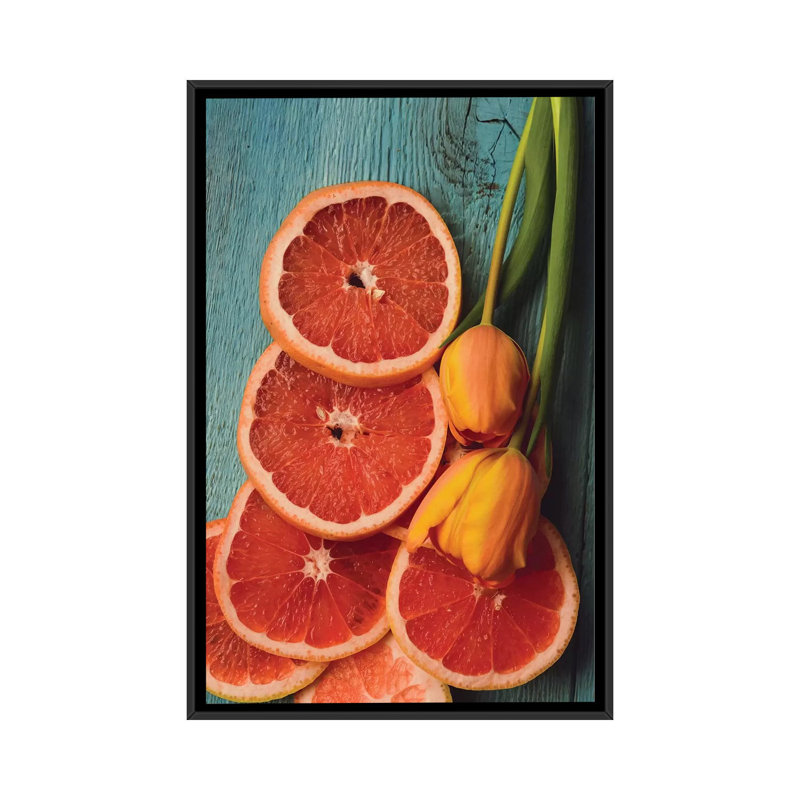 " Citrus IV " by Olivia Joy StClaire, 26" H x 18" W x 1.5" D, Black Framed Canvas, No Mat