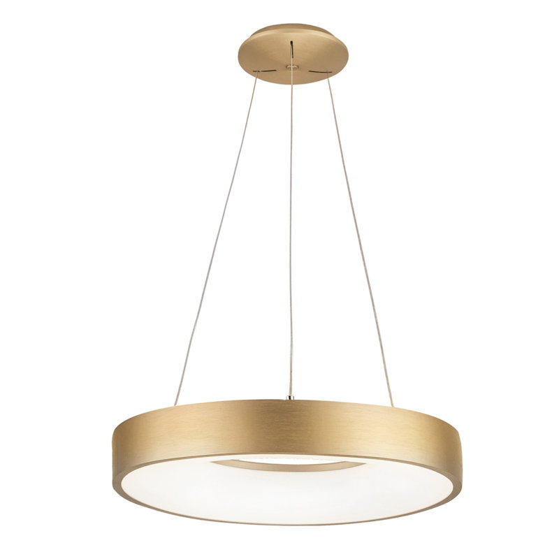 1 - Light LED Drum Pendant, Gold, 120cm H x 38cm W x 38cm D