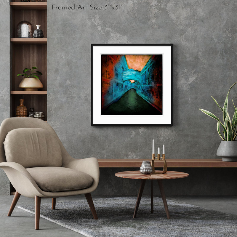 Pont des soupirs - Cadre photo, impression sur papier, H 30 po x l 30 po, Cadre noir