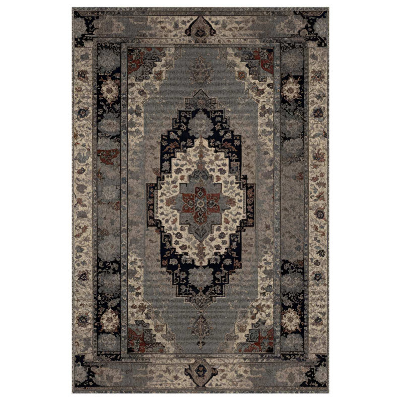 Rayhan Collection Digital Print Cotton-Polyester Gray Moroccan Rug, Runner 2'8" x 6'7"