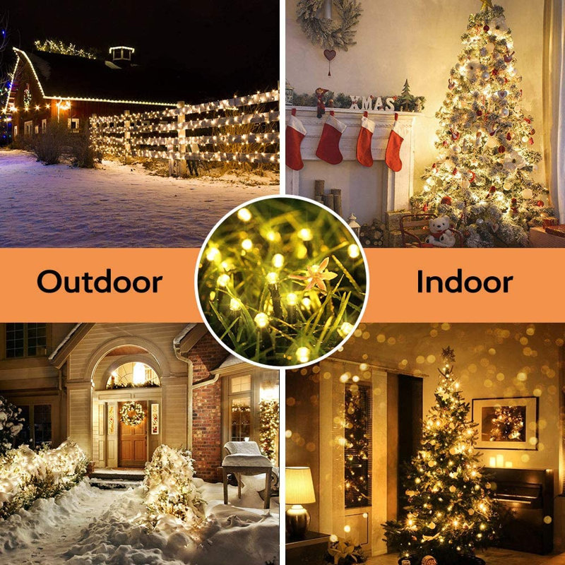 Dametria 66 ft Solar  String Light  200 - Bulb LED  Fairy String Lights Holiday Decorations, Yellow