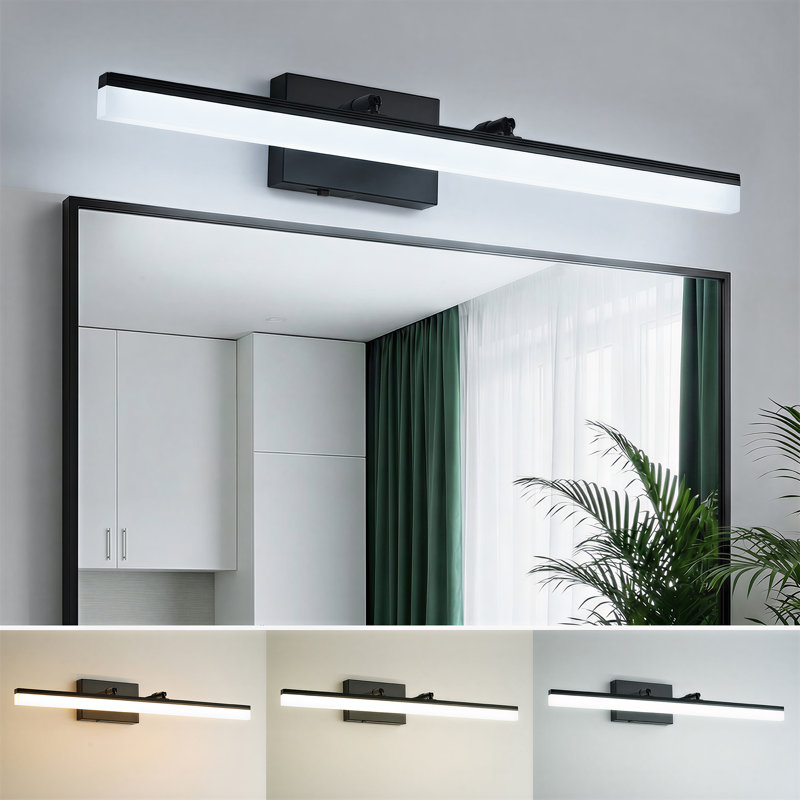 Barre d'éclairage de meuble-lavabo 27,5 po à DEL, 5 ampoules réglables, 24 W, noir mat