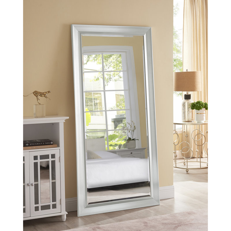 Grand miroir de sol surdimensionné Starkweather, Argent