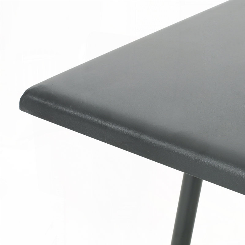 Patio Side Table With Square Top and Metal Base, Gray