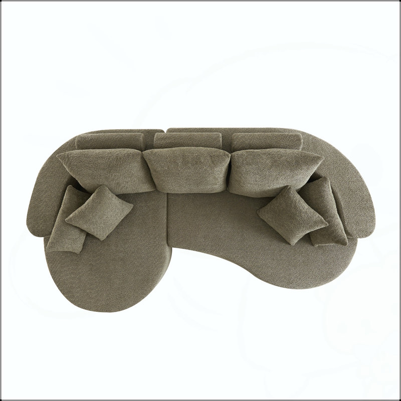 Canapé modulaire courbé 106 po avec méridienne, Green Boucle