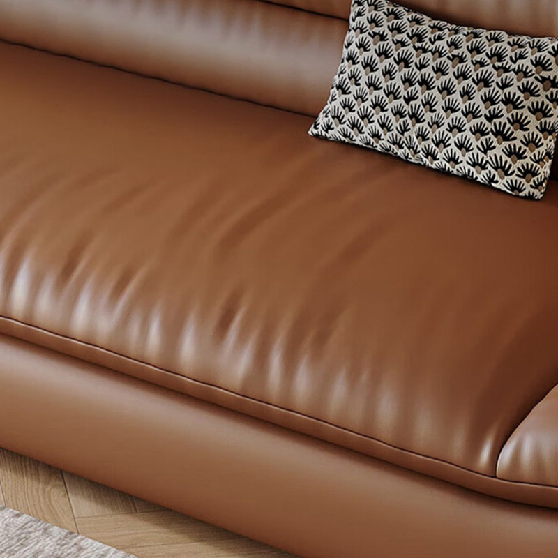 Canapé standard en cuir véritable brun, H 32,68 po x l 74,8 po x P 37,40 po