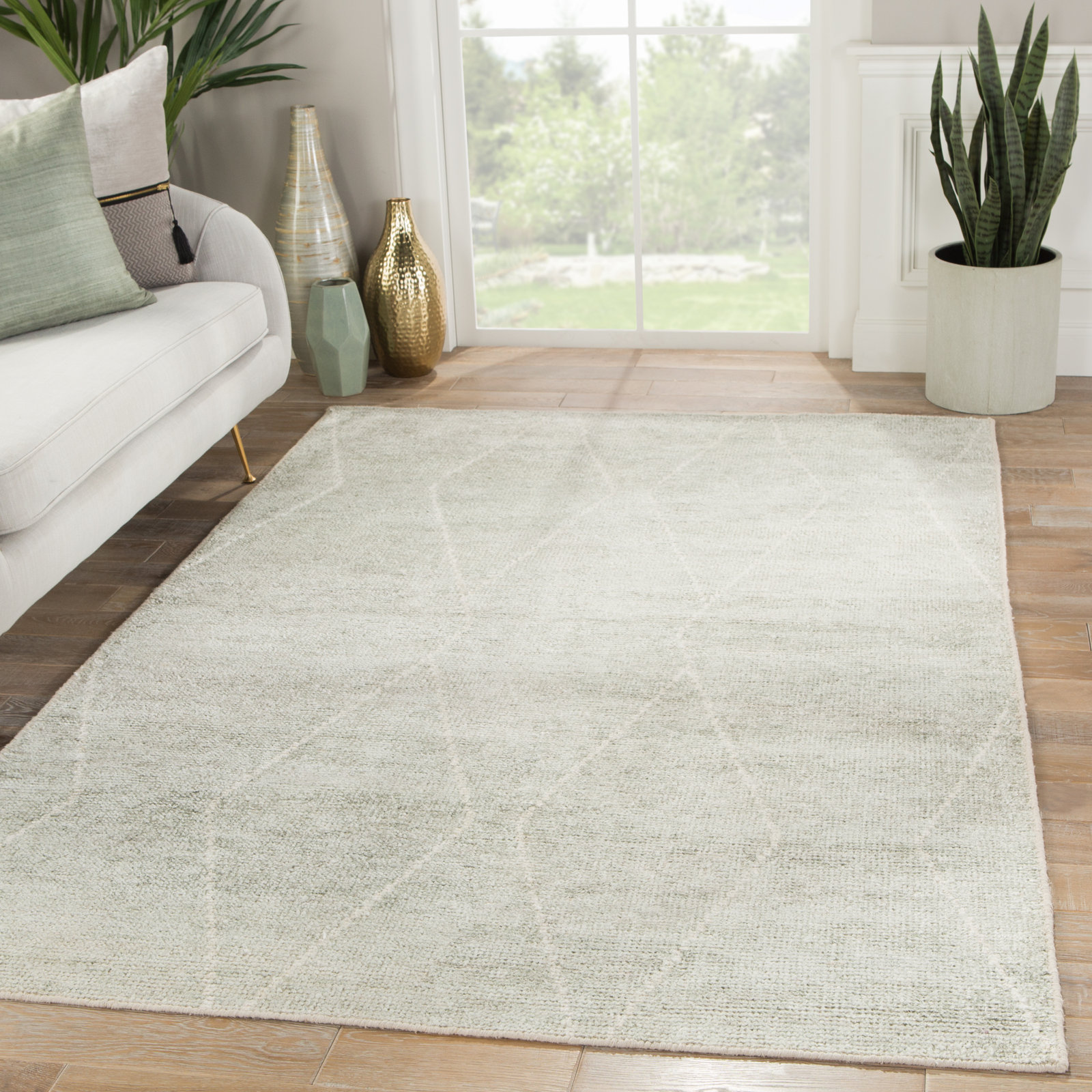 Flensburg Light Blue/Ivory Rug, Rectangle 5' x 8'