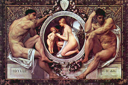 « idyll » par gustav klimt,, impression, H 30 po x l 20 po