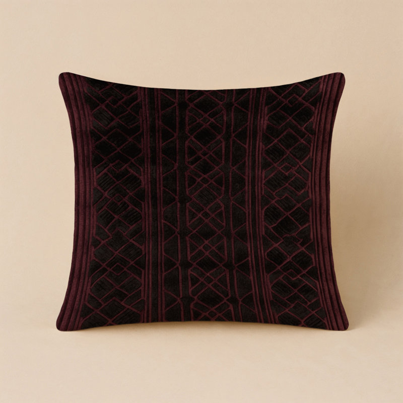 Coussin décoratif intérieur et extérieur beige Trellis, Treillis brun 39, Carré Carré 18 po