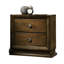 Armoire de chevet à 2 tiroirs en noyer, style transitionnel, bois d'hévéa massif, placage, glissière centrale en métal, table de chevet de l 23,5 po x P 15 po et bouton de bronze contemporain