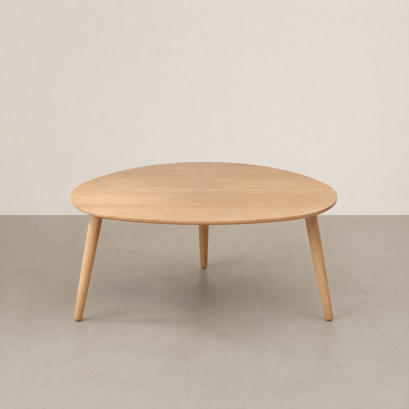 33.5"W Solid Oak Modern Coffee Table, Oak, 33.5”W, 1