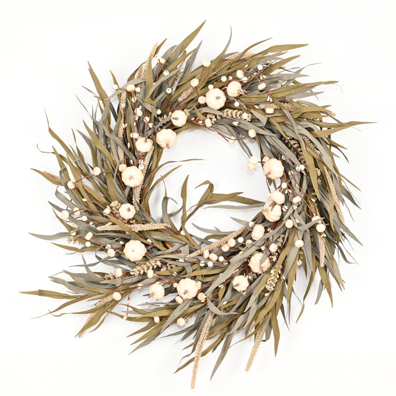 Couronne de porte artificielle 24 po, Crème, crème