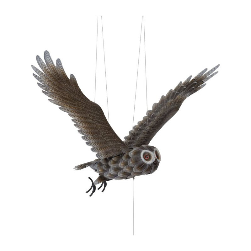 Statue de jardin mobile en métal et acrylique oiseau volant avec finition résistante aux intempéries, Hibou