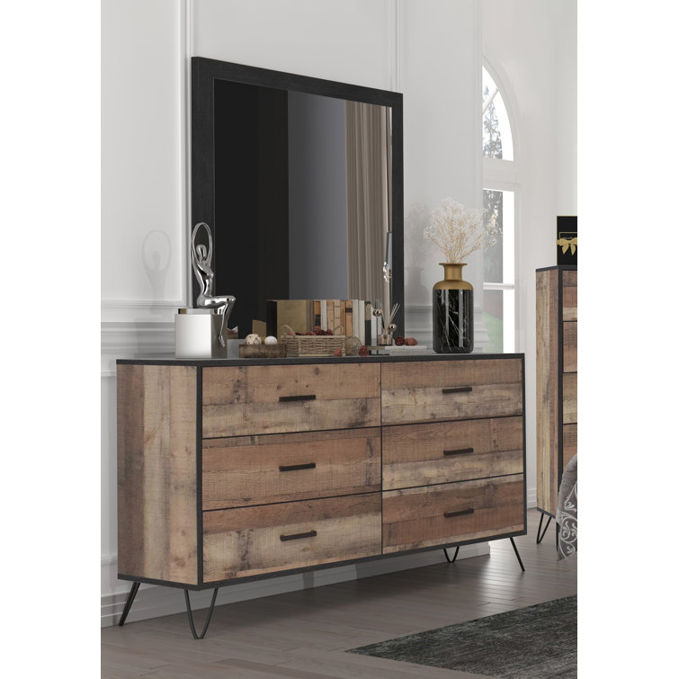 Commode 6 tiroirs avec miroir Anthonio