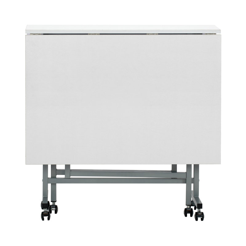 Sew Ready Silver White Folding Craft Table with Locking Wheels