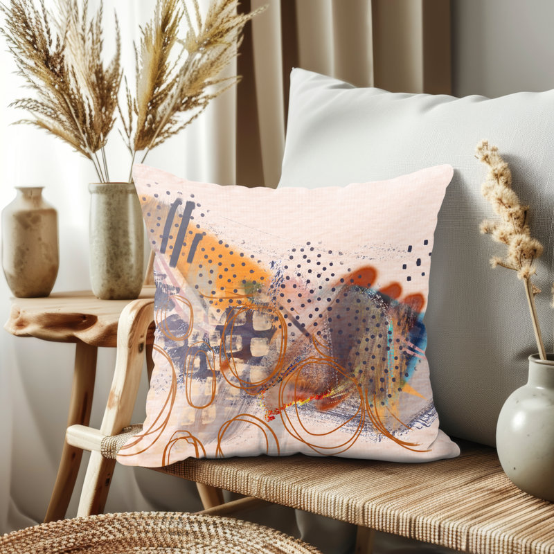 Housse de coussin, Orange abstrait, H 19,5 po x l 19,5 po