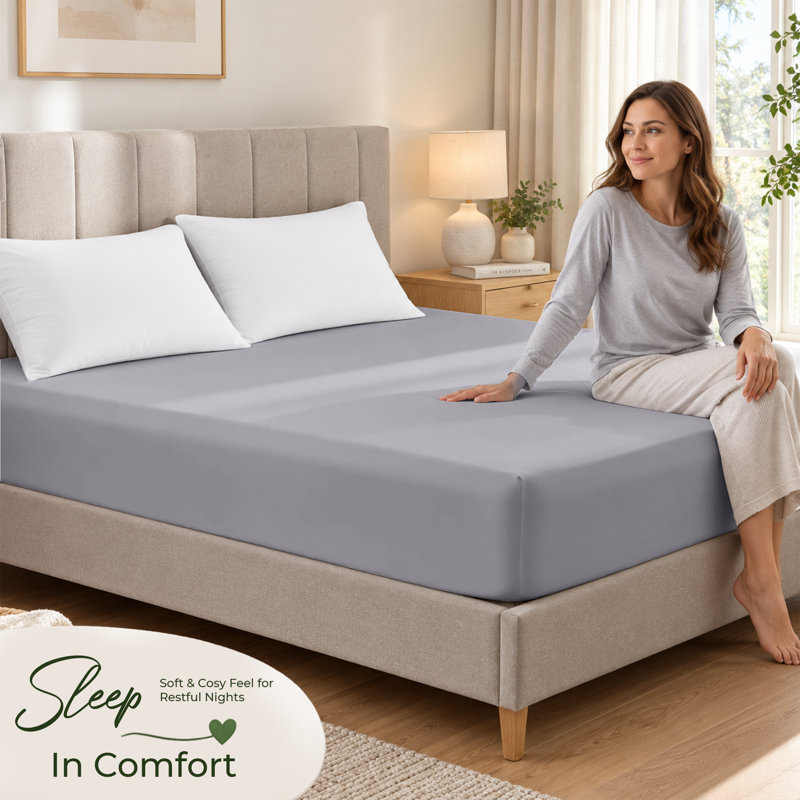 Paul's Microfibre Super Soft Brushed Deep Fitted Bed Sheet, Kingsize (5'), Grey