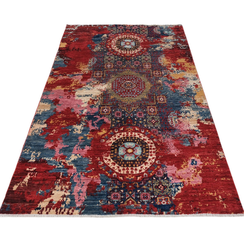 High-Quality Hand-Knotted Pink And Red Area Rug