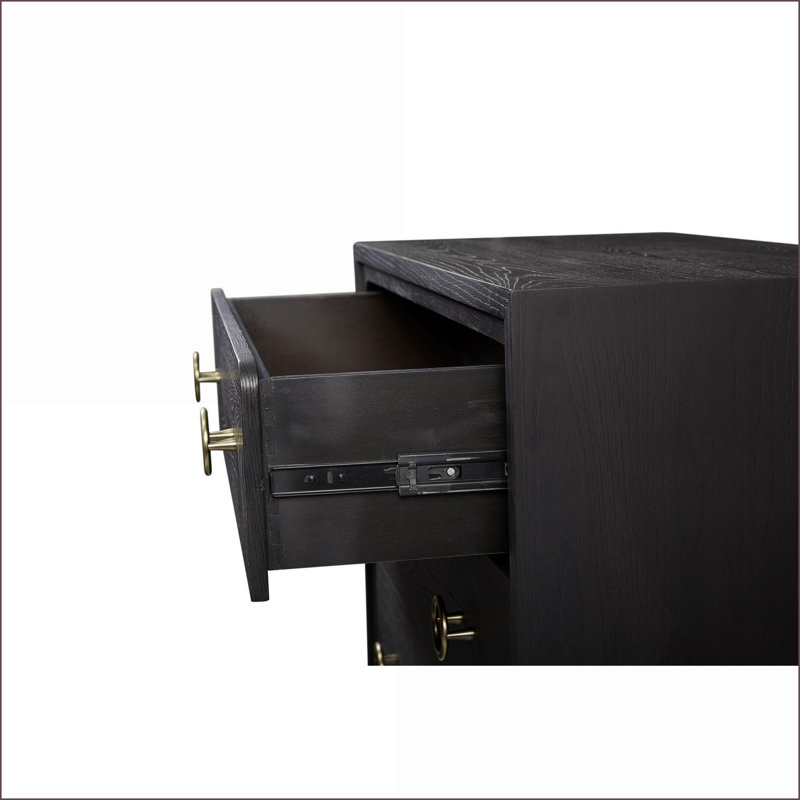 Commodes et amp; Garde-robes: Commode 5 tiroirs, finition poivre | Noir | Bois massif et panneau de fibres à densité moyenne