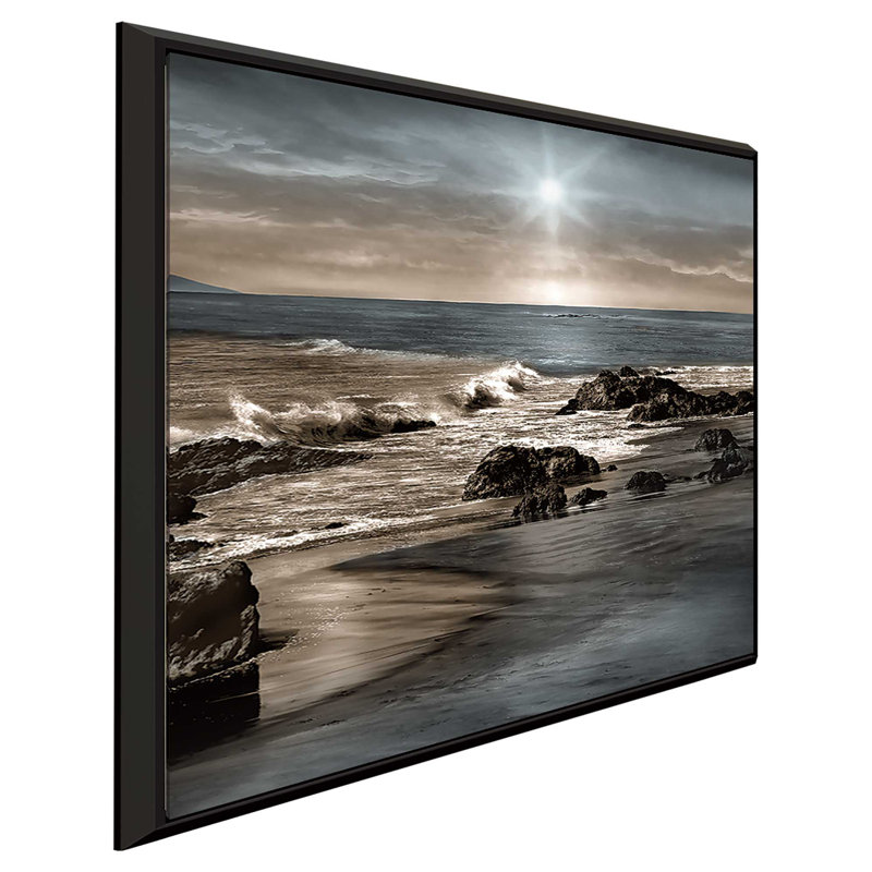 «Blue Sea Sunset II», reproduction sur toile, H 31,5 po x l 31,5 po x P 2 po, Cadre flottant noir