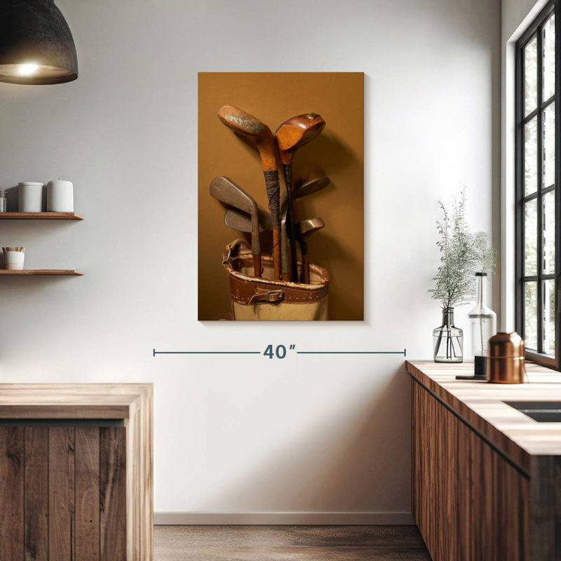Vieux bâtons de golf en bois, H 39 po x l 26 po