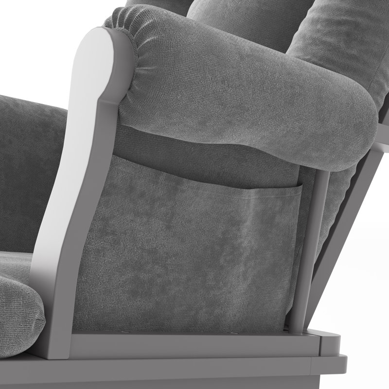 Serene Gliding Rocker and Ottoman in Cool Gray with Dark Gray Cushion