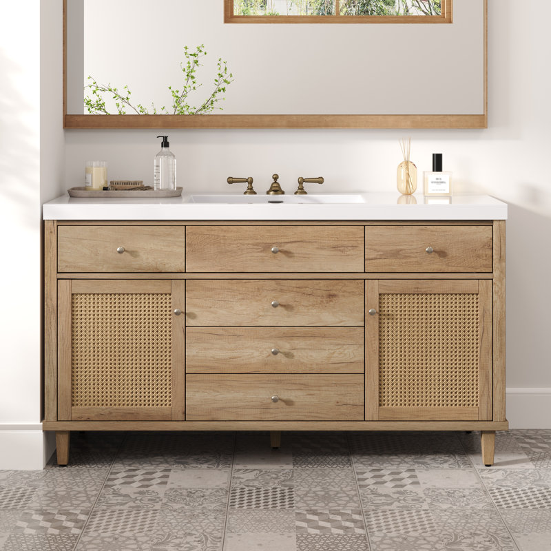 Meuble-lavabo de salle de bain 60 po Natural Elegance, Naturel