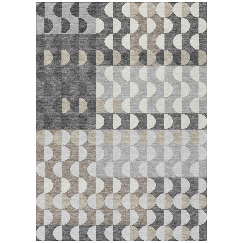 Machine Washable Indoor/Outdoor Chantille ACN2816 Geometric Rug, Gray, 10' x 14'