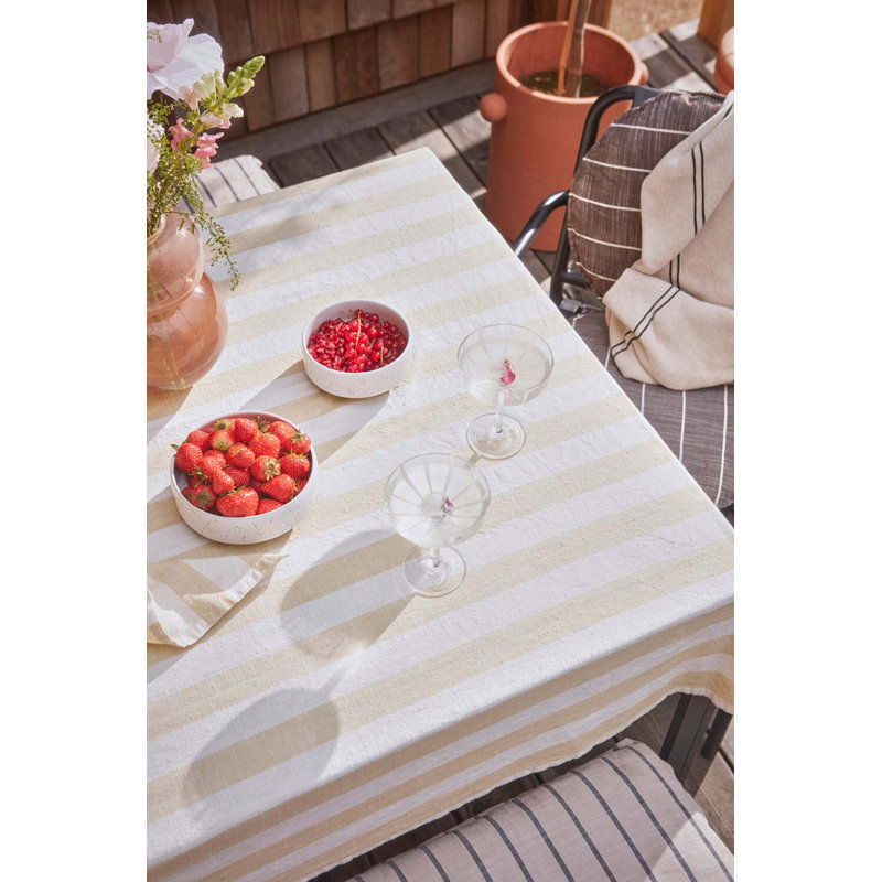 Striped Tablecloth, 78" L x 55" W, Vanilla