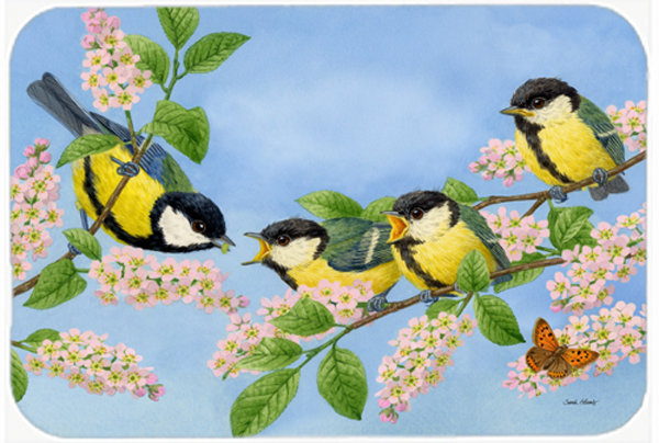 Planche à découper en verre famille d’oiseaux caroline Great Tit
