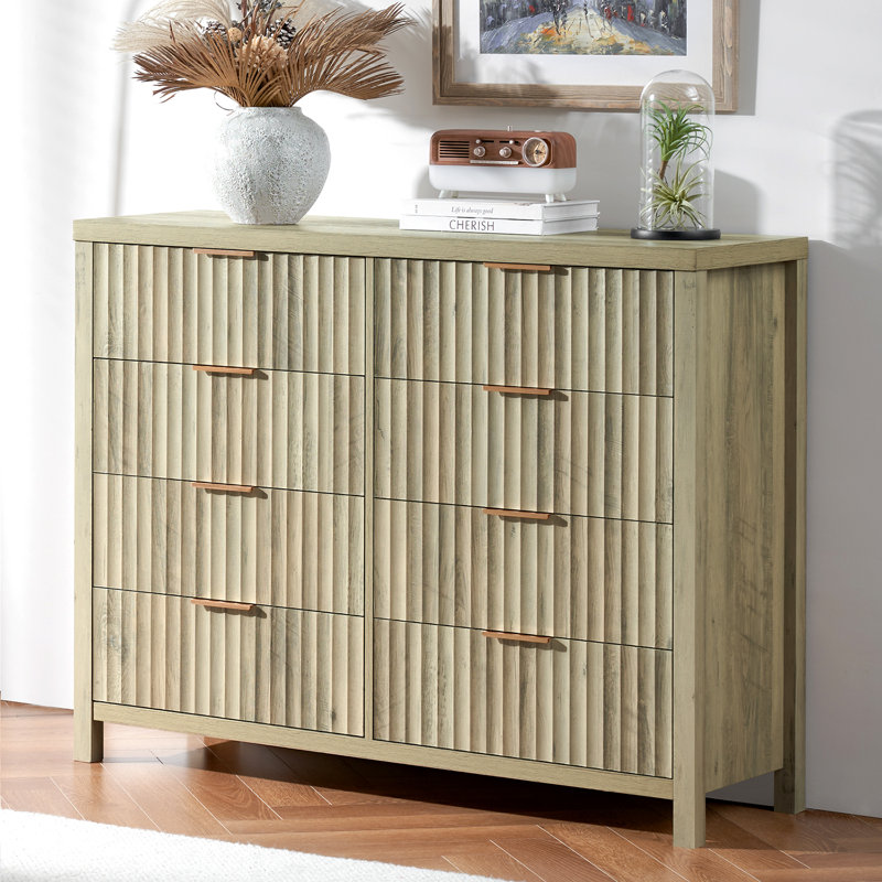 Commode 8 tiroirs Arrilla, Chêne sablé