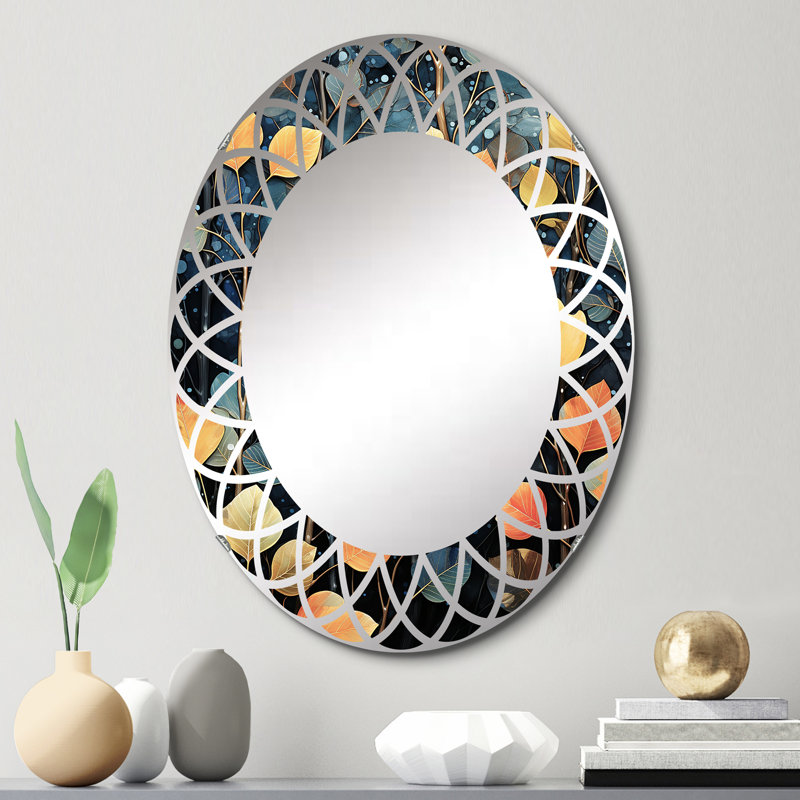 Calaina - Miroir mural floral ovale, 30 po x 20 po