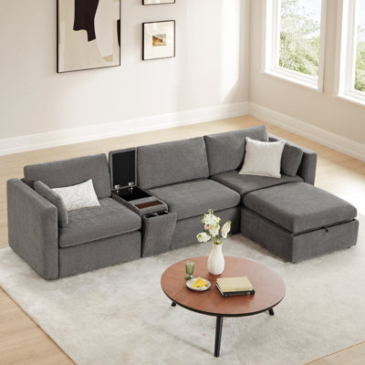 Winfree 4- Piece Upholstered Sectional With Console