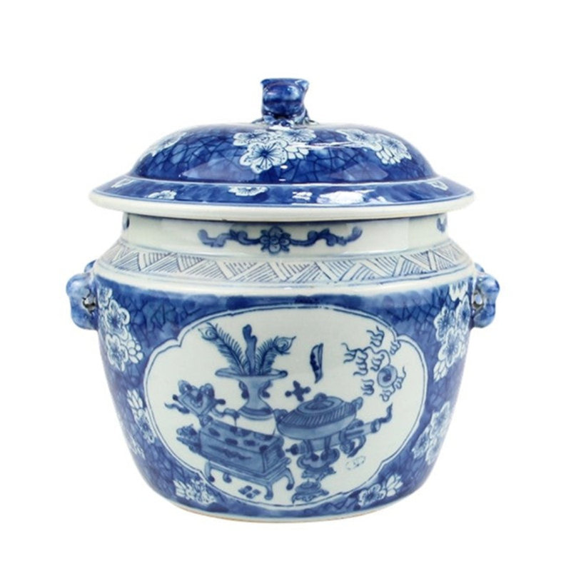 Chinoiserie Covered Jar With Foo Dog Lid