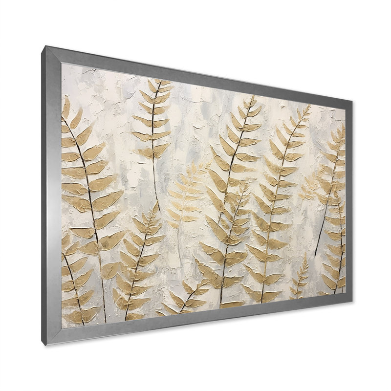 Golden Ferns Silent Symphony VI sur impression sur toile, H 16 po x l 32 po x P 1,5 po, Cadre simple argenté