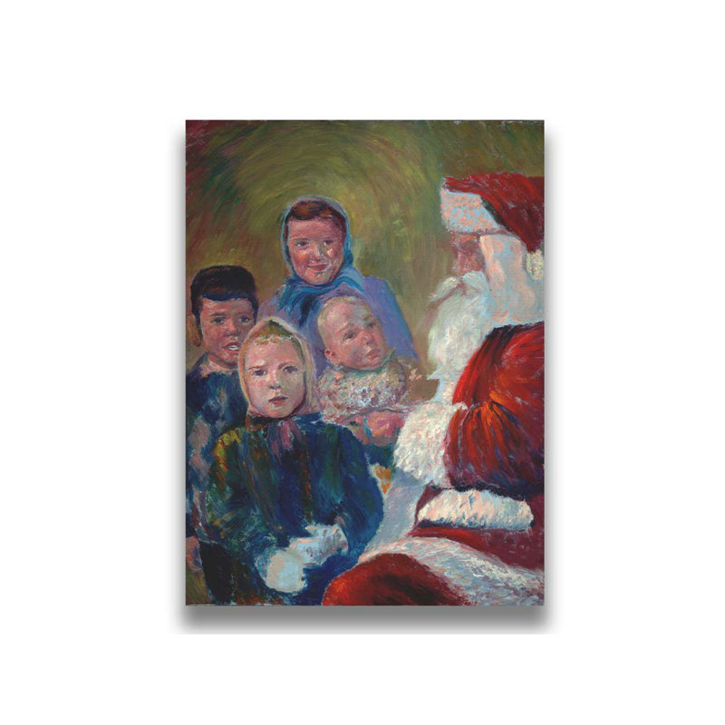 Santa's Here par Robert Blehert, Toile, H 16 po x l 12 po x P 1,5 po, Pas de tapis