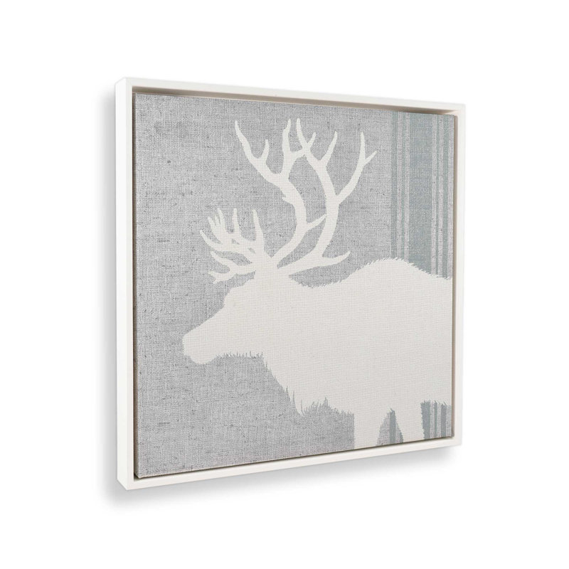 Antlered Silhouette II, reproduction sur toile dans un cadre, H 12,75 po x l 12,75 po, Blanc opaque