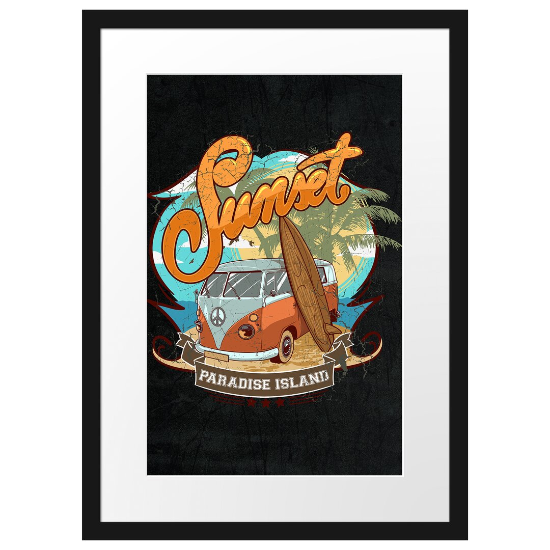 Gerahmtes Poster Sunset-Paradise-Island Black