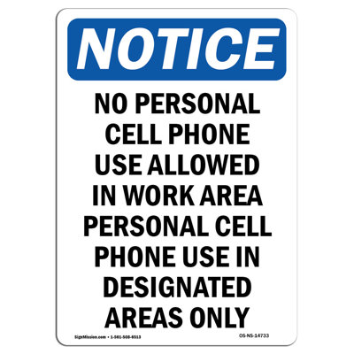No Personal Cell Phone Use Allowed Sign