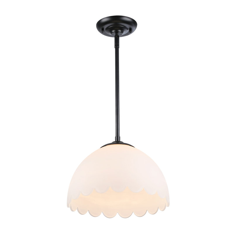 Barnes 1-Light Pendant with Opal Glass, Matte Black