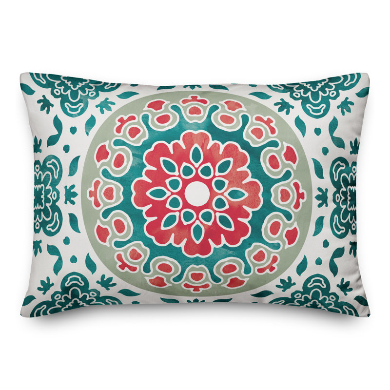Housse et insert de coussin d'extérieur pour l'extérieur, Bleu sarcelle, Floral 4