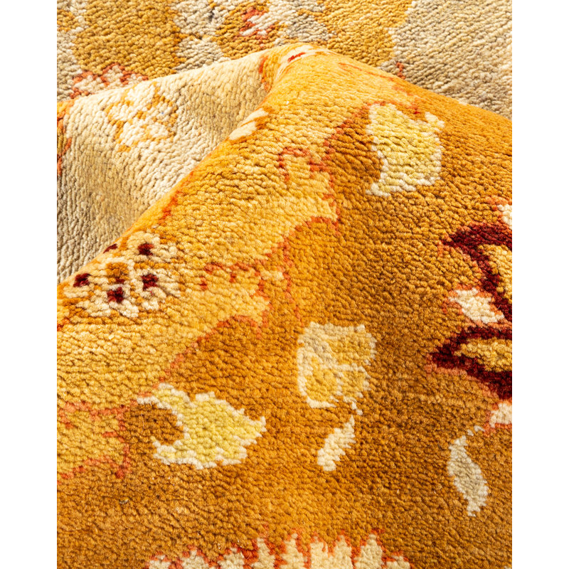 Tapis unique ivoire noué à la main Liannys Eclectic 9 pi 1 po x 12 pi 1 po