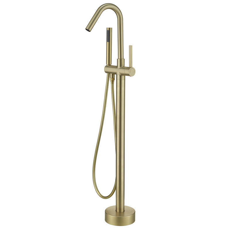 Robinet de baignoire autoportant 45,28 ", robinets de douche à fixation au sol, robinets de douche à bec pivotant à haut débit avec robinets de douche à main