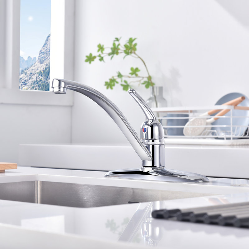 Kree Classic Series 3 Hole Installation Single Handle Kitchen Faucet - Chrome Polished, Chrome Polished