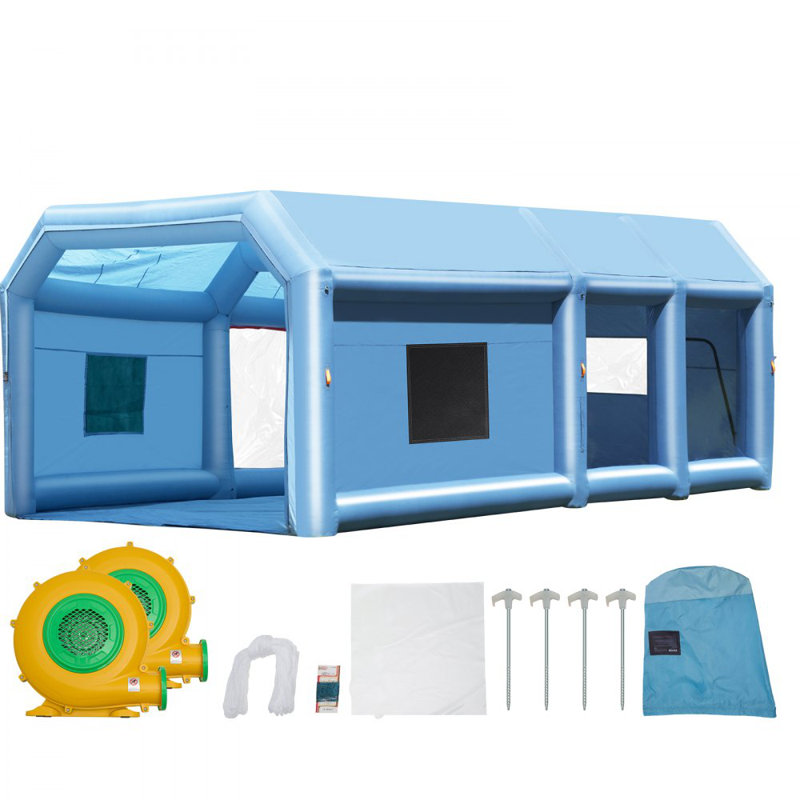 Inflatable Paint Booth, Inflatable Spray Booth, with 950W+750W Powerful Blowers and Air Filter System, Portable Car Paint Booth for Large Truck, Large Van, Large Machinery