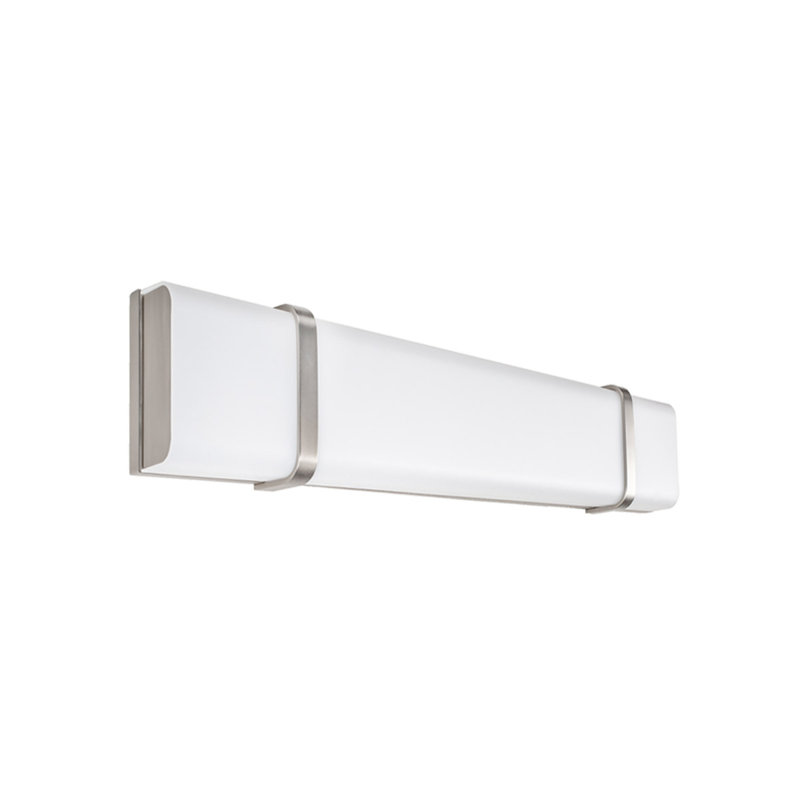 Brushed Nickel LED Outdoor Vanity Light with White Acrylic Diffuser