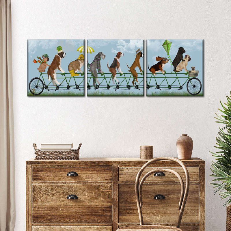 " Mutley Crew On Tandem " 3 - Pieces, 18" H x 57" W x 1.25" D