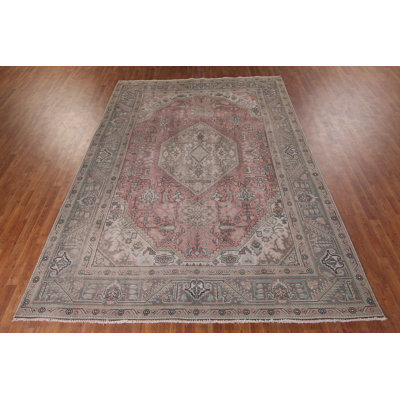 Pink Distressed Traditional Area Rug 8x11