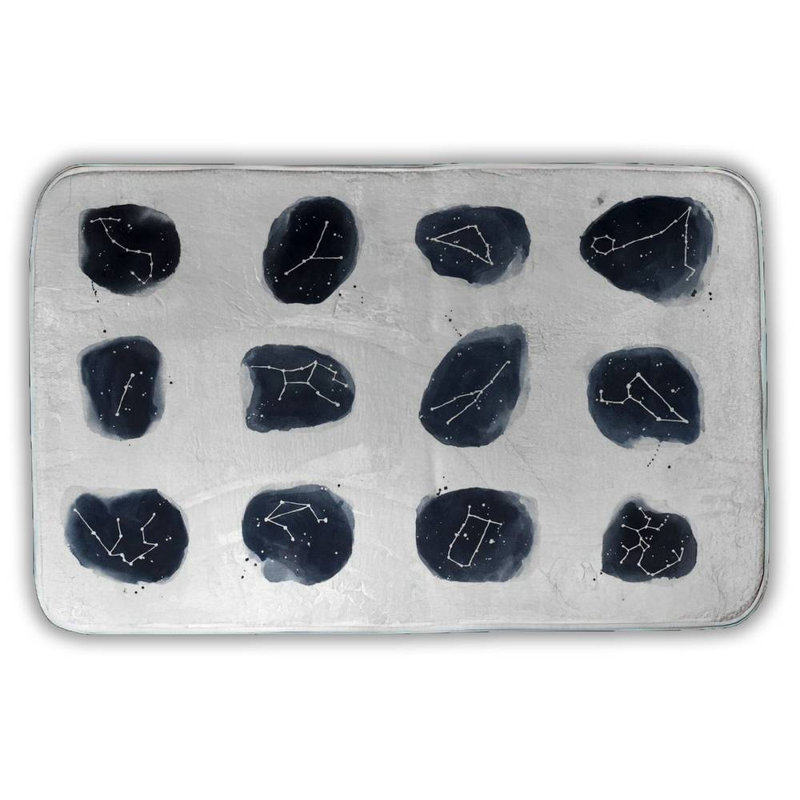 Constellations Bath Mat with Non-Slip Backing - Quick Dry Memory Foam Bathroom Rug - Absorbent - Modern Plush Spa-Style - Machine Washable