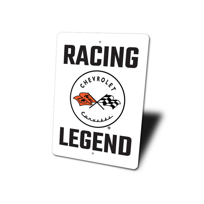 Enseigne en aluminium Racing Legend Corvette, H 14 po x l 10 po x P 0,04 po